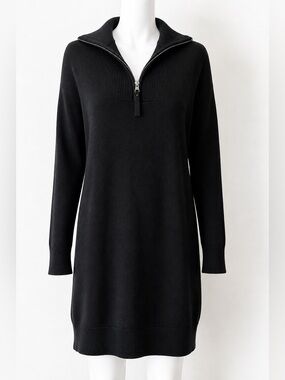 360Cashmere Cotton Cashmere Zip Sweater Dress Black S